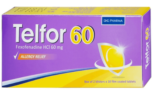 Thuốc Telfor 60 DHG điều trị các triệu chứng viêm mũi dị ứng (2 vỉ x 10 viên)